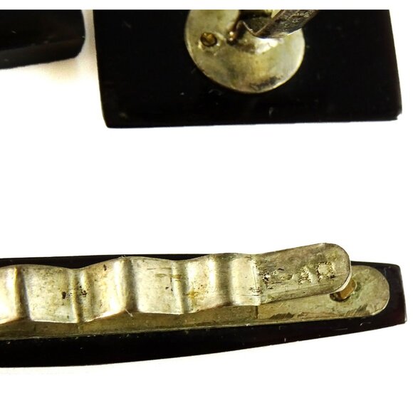 Dragon and You Chinese Character Vintage Cufflinks Set with Tie Clip Black - Picture 3 of 3